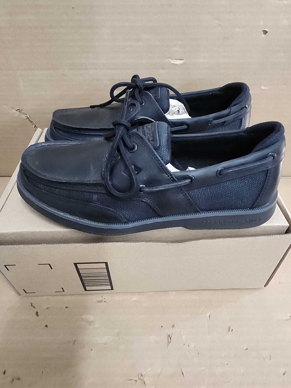 USED Sperry Mens Black Boat shoes, Size 8.5 Wide